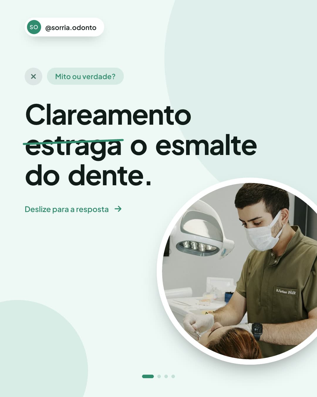 A manchete fecha o slide: Clareamento estraga o esmalte do dente, com estraga riscado